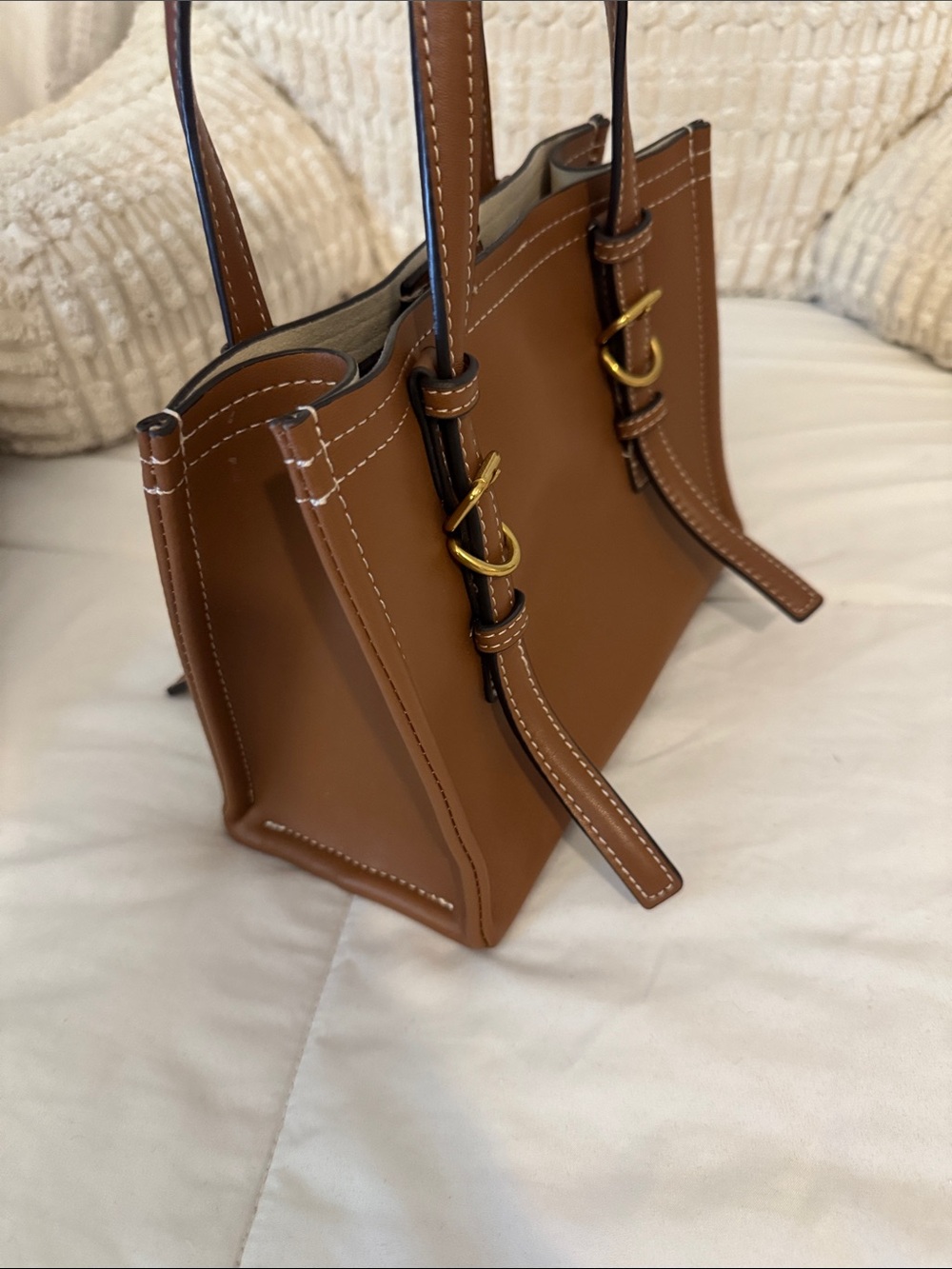 Zara Tan Shoulder Bag with Gold Hardware